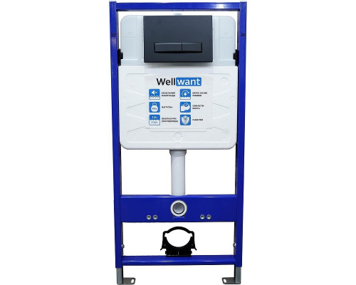 Комплект унитаза Ceramicanova Union CN4009T с инсталляцией WellWant Standart 50 WWISI111BB с сиденьем Микролифт и Черной матовой клавишей смыва