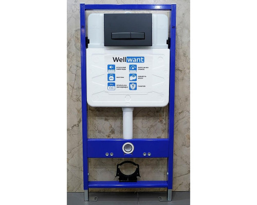 Комплект унитаза Ceramicanova Union CN4009T с инсталляцией WellWant Standart 50 WWISI111BB с сиденьем Микролифт и Черной матовой клавишей смыва
