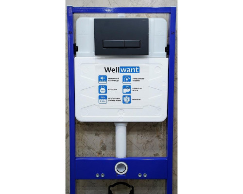 Комплект унитаза Ceramicanova Union CN4009T с инсталляцией WellWant Standart 50 WWISI111BB с сиденьем Микролифт и Черной матовой клавишей смыва