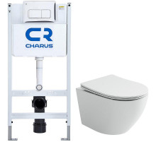 Комплект унитаза Ceramicanova Uno Rimless CN11001 с инсталляцией Charus City CR.200.21.01 с сиденьем Микролифт и клавишей смыва Хром глянцевый