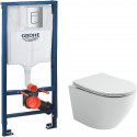 Комплект унитаза Ceramicanova Uno Rimless CN11001 с инсталляцией Grohe Rapid SL 38772001 с сиденьем Микролифт и клавишей смыва Хром Комплект унитаза Ceramicanova Uno Rimless CN11001 с инсталляцией Grohe Rapid SL 38772001 с сиденьем Микролифт и клавишей смыва Хром