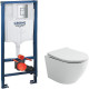 Комплект унитаза Ceramicanova Uno Rimless CN11001 с инсталляцией Grohe Rapid SL 38772001 с сиденьем Микролифт и клавишей смыва Хром
