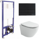 Комплект унитаза Ceramicanova Uno Rimless CN11001 с инсталляцией Berges Novum L5 040215 с сиденьем Микролифт и Черной матовой клавишей смыва Комплект унитаза Ceramicanova Uno Rimless CN11001 с инсталляцией Berges Novum L5 040215 с сиденьем Микролифт и Черной матовой клавишей смыва
