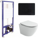 Комплект унитаза Ceramicanova Uno Rimless CN11001 с инсталляцией Berges Novum D5 040235 с сиденьем Микролифт и Черной матовой клавишей смыва Комплект унитаза Ceramicanova Uno Rimless CN11001 с инсталляцией Berges Novum D5 040235 с сиденьем Микролифт и Черной матовой клавишей смыва