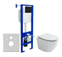 Комплект унитаза Ceramicanova Uno Rimless CN11001 с инсталляцией Berges Atom 410 040340 с сиденьем Микролифт и Черной матовой клавишей смыва