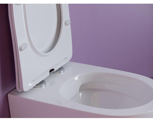 Комплект унитаза Ceramicanova Uno Rimless CN11001 с инсталляцией Tece Profil 9400412 с сиденьем Микролифт и клавишей смыва Хром глянцевый