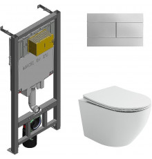 Комплект унитаза Ceramicanova Uno Rimless CN11001 с сиденьем Микролифт и инсталляцией Jacob Delafon E29025-NF+E4316-CP с клавишей смыва Хром