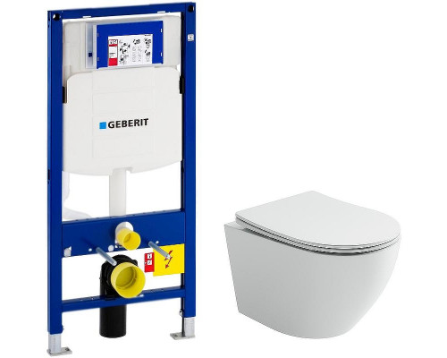 Комплект унитаза Ceramicanova Uno Rimless CN11001  с инсталляцией Geberit Duofix Sigma UP320 111.300.00.5 с сиденьем Микролифт