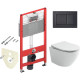 Комплект унитаза Ceramicanova Uno Rimless CN11001 с инсталляцией Tece Now 9400414 с сиденьем Микролифт и Черной матовой клавишей смыва