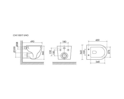 Унитаз Ceramicanova Uno CN11001T Белый с сиденьем Микролифт