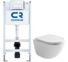 Комплект унитаза Ceramicanova Vogue CN4008T с инсталляцией Charus City CR.200.21.01 с сиденьем Микролифт и клавишей смыва Хром глянцевый