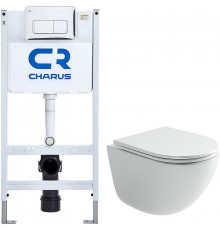 Комплект унитаза Ceramicanova Vogue CN4008T с инсталляцией Charus City CR.200.21.01 с сиденьем Микролифт и клавишей смыва Хром глянцевый