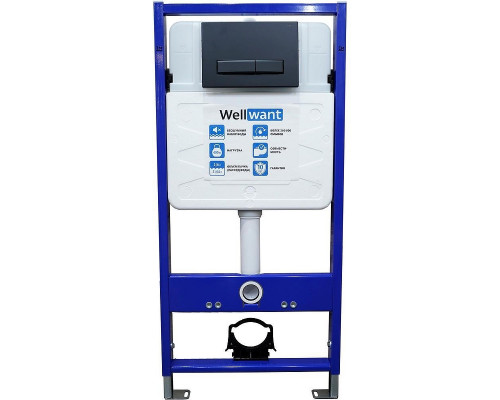 Унитаз с инсталляцией Ceramicanova Vogue CN4008T + WellWant Standart 50 WWISI111BB с сиденьем Микролифт и Черной матовой клавишей смыва