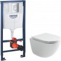 Унитаз с инсталляцией Ceramicanova Vogue CN4008T + Grohe Rapid SL 38772001 с сиденьем Микролифт и клавишей смыва Хром