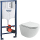 Унитаз с инсталляцией Ceramicanova Vogue CN4008T + Grohe Rapid SL 38772001 с сиденьем Микролифт и клавишей смыва Хром