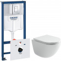 Унитаз с инсталляцией Ceramicanova Vogue CN4008T + Grohe Rapid SL 38775001 с сиденьем Микролифт и клавишей смыва Хром