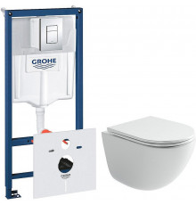 Унитаз с инсталляцией Ceramicanova Vogue CN4008T + Grohe Rapid SL 38775001 с сиденьем Микролифт и клавишей смыва Хром