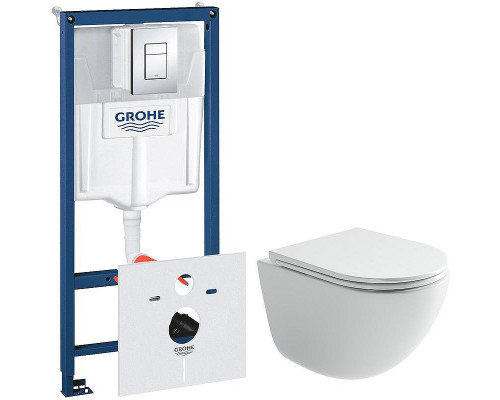 Унитаз с инсталляцией Ceramicanova Vogue CN4008T + Grohe Rapid SL 38775001 с сиденьем Микролифт и клавишей смыва Хром