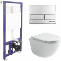 Унитаз с инсталляцией Ceramicanova Vogue CN4008T + Berges Novum L3 040213 с сиденьем Микролифт и клавишей смыва Хром