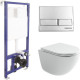 Унитаз с инсталляцией Ceramicanova Vogue CN4008T + Berges Novum L3 040213 с сиденьем Микролифт и клавишей смыва Хром