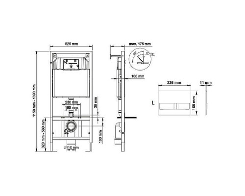Унитаз с инсталляцией Ceramicanova Vogue CN4008T + Berges Novum L3 040213 с сиденьем Микролифт и клавишей смыва Хром