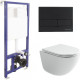 Унитаз с инсталляцией Ceramicanova Vogue CN4008T + Berges Novum L5 040215 с сиденьем Микролифт и Черной матовой клавишей смыва