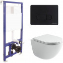 Унитаз с инсталляцией Ceramicanova Vogue CN4008T + Berges Novum D5 040235 с сиденьем Микролифт и Черной матовой клавишей смыва