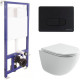 Унитаз с инсталляцией Ceramicanova Vogue CN4008T + Berges Novum D5 040235 с сиденьем Микролифт и Черной матовой клавишей смыва