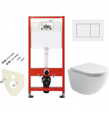 Унитаз с инсталляцией Ceramicanova Vogue CN4008T + Tece Base 9400413 с сиденьем Микролифт и Белой клавишей смыва