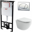 Унитаз с инсталляцией Ceramicanova Vogue CN4008T + Alcaplast Sadromodul AM101/1120-3:1 RU M71-0001 с сиденьем Микролифт и клавишей смыва Хром