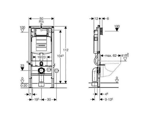 Унитаз с инсталляцией Ceramicanova Vogue CN4008T + Geberit Duofix Sigma UP320 111.300.00.5 с сиденьем Микролифт