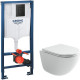 Унитаз с инсталляцией Ceramicanova Vogue CN4008T + Grohe Rapid SL 38811KF0 с сиденьем Микролифт и Черной матовой клавишей смыва