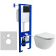 Унитаз с инсталляцией Ceramicanova Vogue CN4008T + Berges Atom 410 040340 с сиденьем Микролифт и Черной матовой клавишей смыва