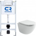 Унитаз с инсталляцией Ceramicanova Vogue CN4008T + Charus City CR.200.21.01 с сиденьем Микролифт и клавишей смыва Хром глянцевый