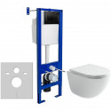 Унитаз с инсталляцией Ceramicanova Vogue CN4008T + Berges Atom 410 040332 с сиденьем Микролифт и Черной матовой клавишей смыва