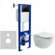 Унитаз с инсталляцией Ceramicanova Vogue CN4008T + Berges Atom 410 040332 с сиденьем Микролифт и Черной матовой клавишей смыва