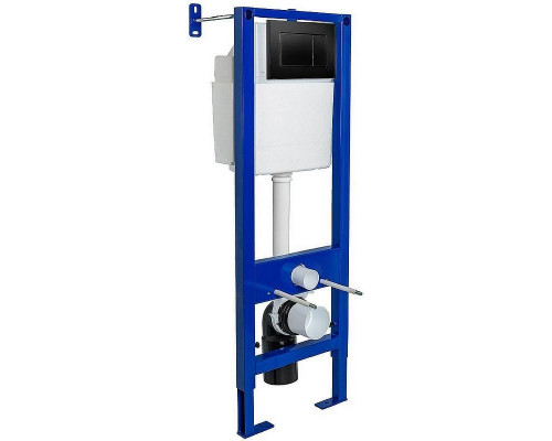 Унитаз с инсталляцией Ceramicanova Vogue CN4008T + Berges Atom 410 040332 с сиденьем Микролифт и Черной матовой клавишей смыва