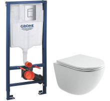 Комплект унитаза Ceramicanova Vogue CN4008T с инсталляцией Grohe Rapid SL 38772001 с сиденьем Микролифт и клавишей смыва Хром