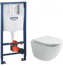 Комплект унитаза Ceramicanova Vogue CN4008T с инсталляцией Grohe Rapid SL 38772001 с сиденьем Микролифт и клавишей смыва Хром