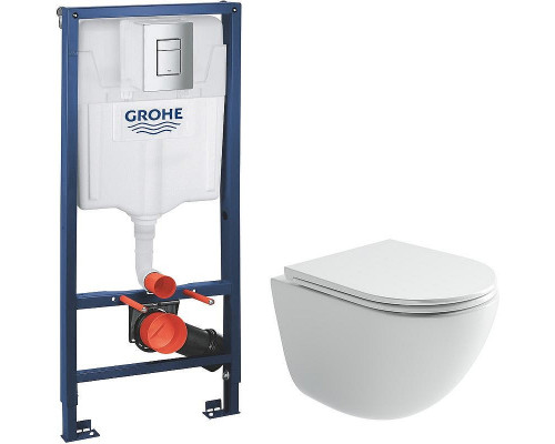 Комплект унитаза Ceramicanova Vogue CN4008T с инсталляцией Grohe Rapid SL 38772001 с сиденьем Микролифт и клавишей смыва Хром