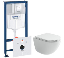 Комплект унитаза Ceramicanova Vogue CN4008T с инсталляцией Grohe Rapid SL 38775001 с сиденьем Микролифт и клавишей смыва Хром