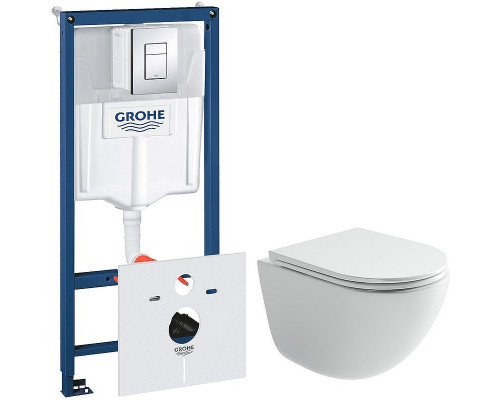 Комплект унитаза Ceramicanova Vogue CN4008T с инсталляцией Grohe Rapid SL 38775001 с сиденьем Микролифт и клавишей смыва Хром