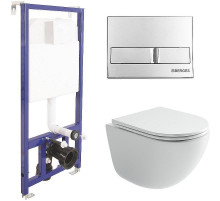 Комплект унитаза Ceramicanova Vogue CN4008T с инсталляцией Berges Novum L3 040213 с сиденьем Микролифт и клавишей смыва Хром