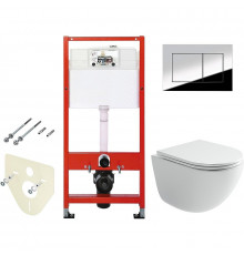 Комплект унитаза Ceramicanova Vogue CN4008T с инсталляцией Tece Profil 9400412 с сиденьем Микролифт и клавишей смыва Хром глянцевый