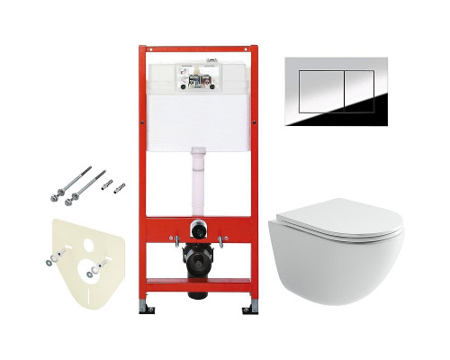 Комплект унитаза Ceramicanova Vogue CN4008T с инсталляцией Tece Profil 9400412 с сиденьем Микролифт и клавишей смыва Хром глянцевый