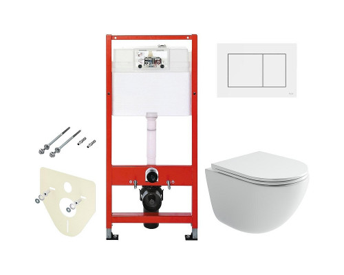 Комплект унитаза Ceramicanova Vogue CN4008T с инсталляцией Tece Base 9400413 с сиденьем Микролифт и Белой клавишей смыва