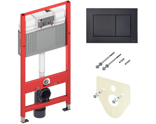 Комплект унитаза Ceramicanova Vogue CN4008T с инсталляцией Tece Now 9400414 с сиденьем Микролифт и Черной матовой клавишей смыва