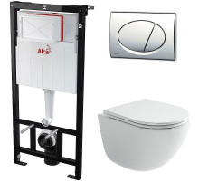 Комплект унитаза Ceramicanova Vogue CN4008T с инсталляцией Alcaplast Sadromodul AM101/1120-3:1 RU M71-0001 с сиденьем Микролифт и клавишей смыва Хром