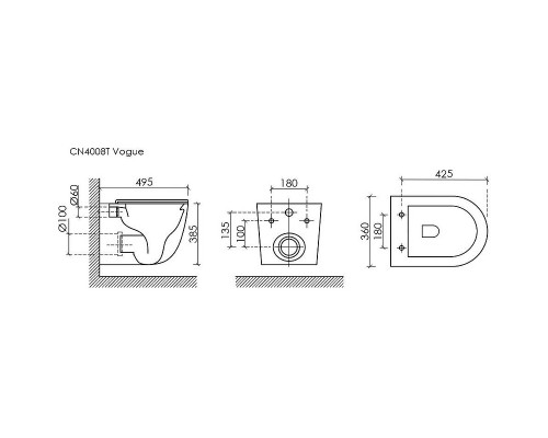 Комплект унитаза Ceramicanova Vogue CN4008T с инсталляцией Alcaplast Sadromodul AM101/1120-3:1 RU M71-0001 с сиденьем Микролифт и клавишей смыва Хром