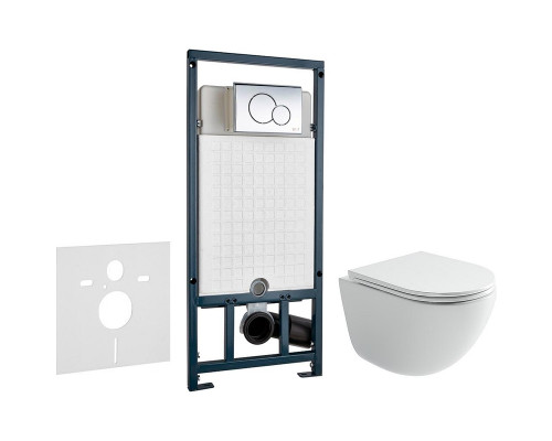 Комплект унитаза Ceramicanova Vogue CN4008T с сиденьем Микролифт и инсталляцией WeltWasser WW Marberg 507 10000005949+10000005952 с клавишей смыва Хром глянцевый